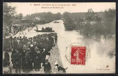 AK Blois, Crue de la Loire 1907, Avenue de St-Gervais