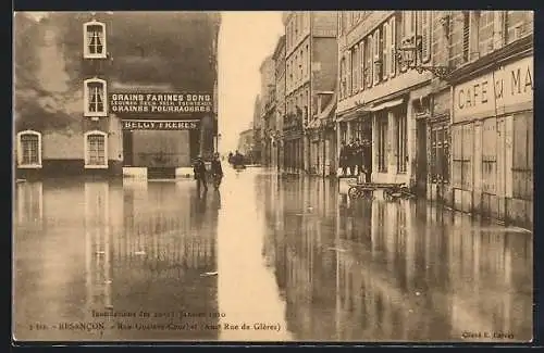 AK Besancon, Inondations Janvier 1910, Rue Gustave-Courbet