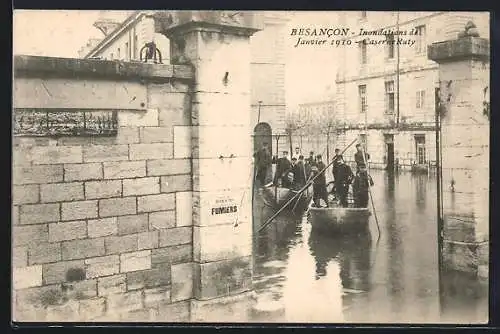 AK Besancon, Inondations 1910, Caserne Ruty