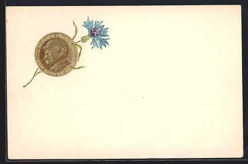 AK Portrait von Fürst Otto v. Bismarck mit Blume