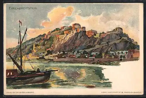 Künstler-AK C. Pfaff: Ehrenbreitstein, Ortsansicht