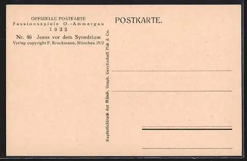 AK Ober-Ammergau, Passionsspiele 1922, Jesus vor dem Synedrium
