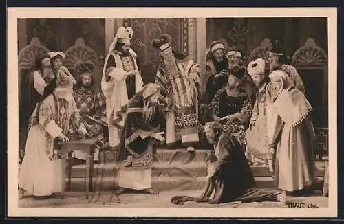 AK Oberammergau, Passionsspiele 1922, Judas vor dem Synedrium