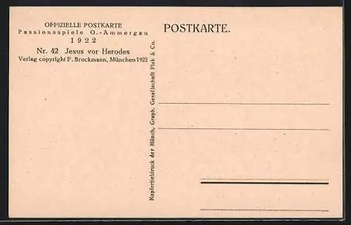 AK Oberammergau, Passionsspiele 1922, Jesus vor Herodes