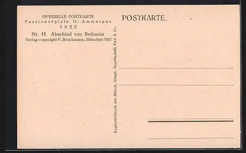 AK Oberammergau, Abschied von Bethania bei den Passionsspielen 1922