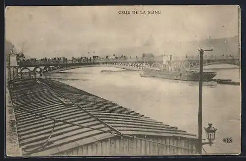 AK Paris, Crue de la Seine, Hochwasser unter einer Brücke