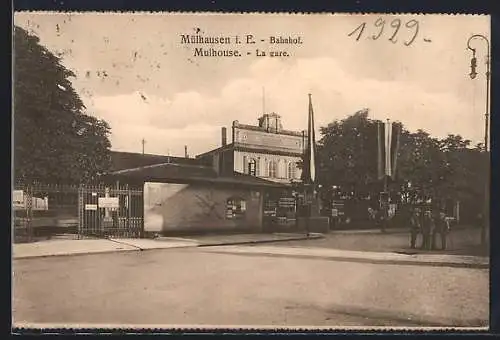 AK Mülhausen i. E., Eingang zum Bahnhof