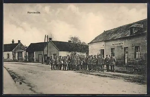 AK Menneville, Soldaten vor König Friedrich August-Bad