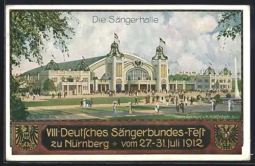 AK Nürnberg, VIII. Deutsches Sängerbundes-Fest 1912, Die Sängerhalle, Wappen