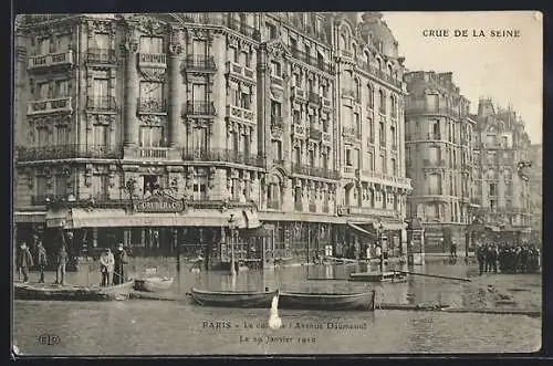 AK Paris, Crue de la Seine, le 29. Janvier 1910, Le coin de l`Avenue Daumesnil