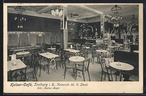 AK Freiburg i. B., Kaiser-Cafe, Kaiserstr. 26, Innenansicht