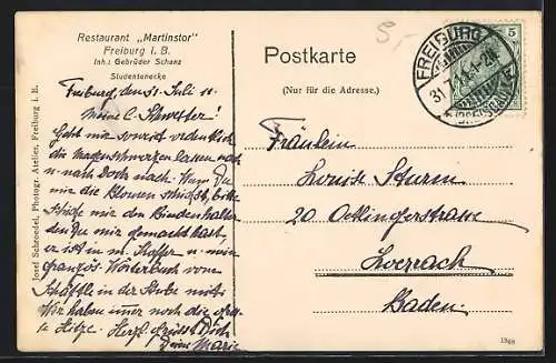 AK Freiburg i. B., Restaurant Martinstor, Studentenecke, Innenansicht