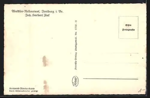 AK Freiburg i. Br., Waldsee-Restaurant, Innenansichten