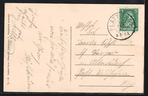 AK Plattling, Ortspartie mit Kirche