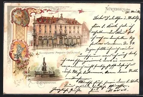 Lithographie Nürnberg, Kunstgewerbl. Magazin Gg. Leykauf, Tugendbrunnen