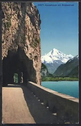 AK Axenstrasse, Tunnel-Galerie, Blick zum Bristenstock