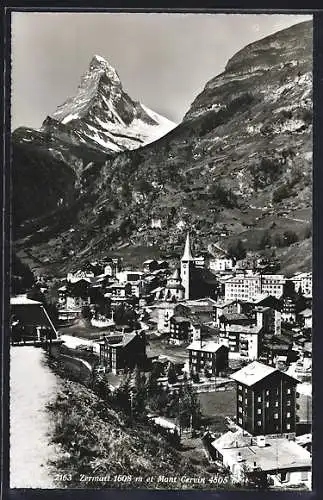 AK Zermatt, Ortsansicht mit Matterhorn