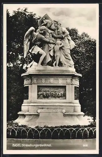 AK Basel, Ansicht vom Strassburgerdenkmal