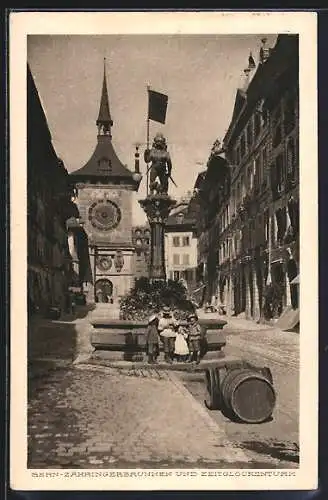 AK Bern, Zähringerbrunnen und Zeitglockenturm