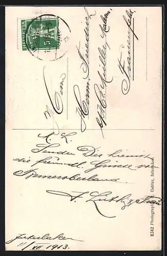 AK Interlaken, Generalansicht gegen Jungfrau