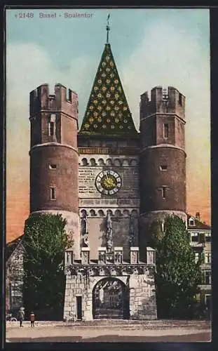 AK Basel, Spalentor bei Abendstimmung