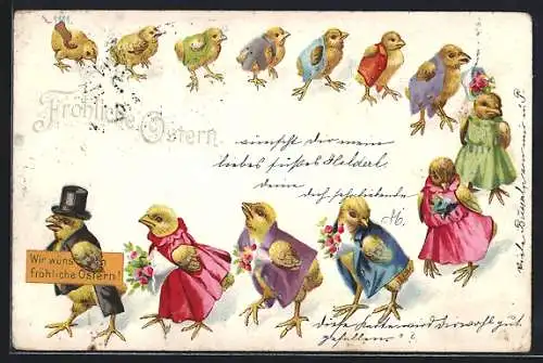 AK Eine Parade vermenschlichter Osterküken