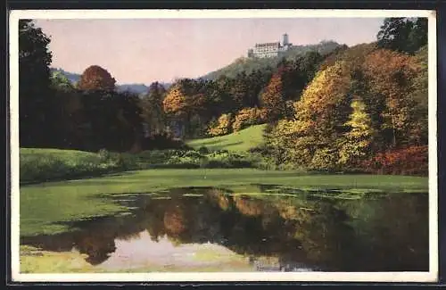 Künstler-AK Photochromie Nr. 5002: Blick vom Teich zur Burg