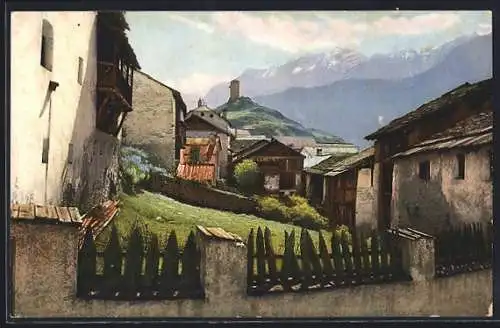 AK Ardez, Teilansicht auf das Dorf mit Blick auf den Steinsberg