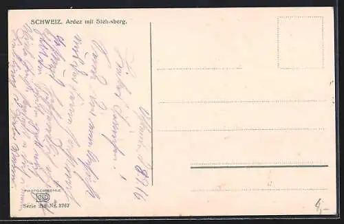 AK Ardez, Teilansicht auf das Dorf mit Blick auf den Steinsberg