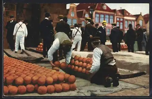 Künstler-AK Photochromie Nr. 3069: Alkmaar, Obsthändler auf dem Marktplatz