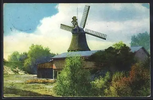 Künstler-AK Photochromie Nr. 550: Blick auf eine Windmühle