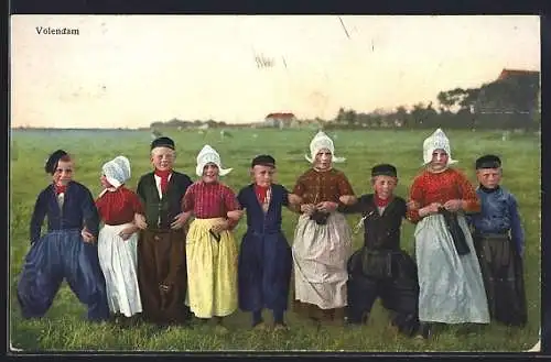 Künstler-AK Photochromie Nr. 4462: Kinder in holländischer Tracht aus Volendam