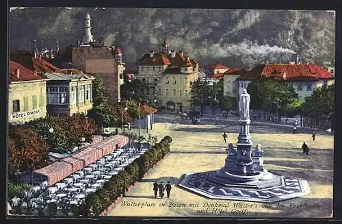 AK Bozen, Walterplatz mit Denkmal Walter von der Vogelweide