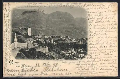 Vorläufer-AK Meran, 1895, Partie am Tapeinerweg