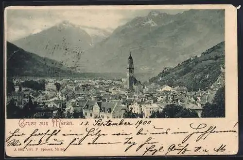 AK Meran, Panoramablick gegen die Berge