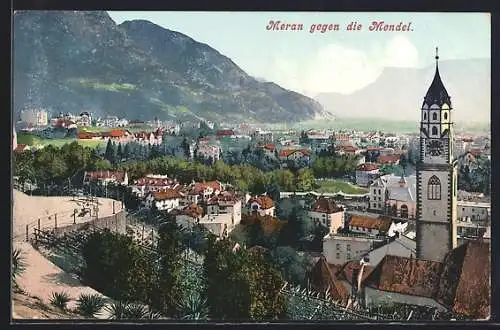 AK Meran / Merano, Stadtpanorama gegen die Mendel