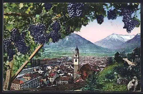 AK Merano, Panorama aus der Vogelschau