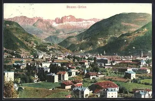 AK Bozen-Gries, Generalansicht mit Gebirgsblick