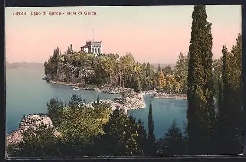 AK Isola di Garda, Blick auf die Insel im Abendlicht