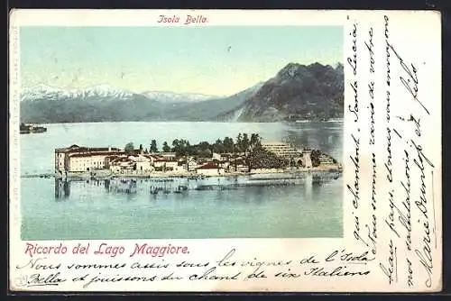 AK Isola Bella /Lago Maggiore, Totalansicht gegen die Berge