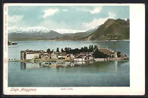 AK Isola Bella /Lago Maggiore, Gesamtansicht gegen die Berge