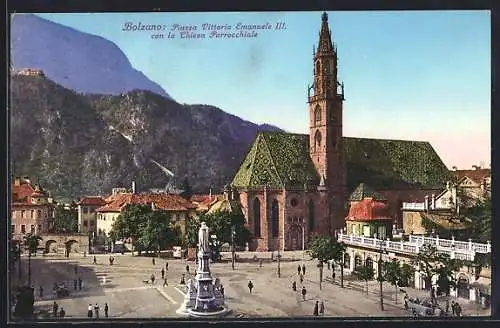 AK Bolzano, Piazza Vittoriio Emanuele III. con la Chiesa Parrocchiale