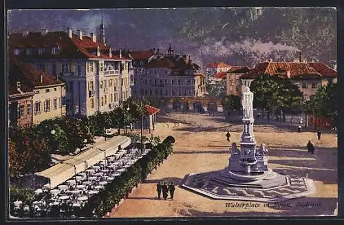 AK Bozen, Walterplatz mit dem Denkmal Walter`s von der Vogelweide