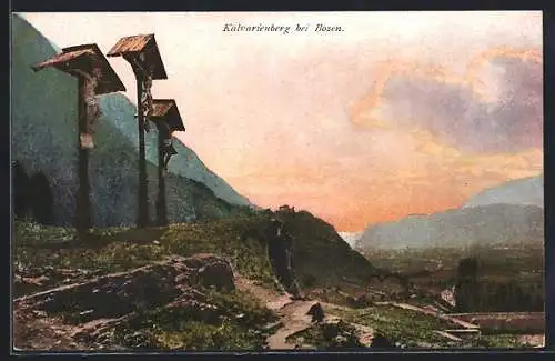 AK Bozen, Kreuzigungsgruppe auf dem Kalvarienberg