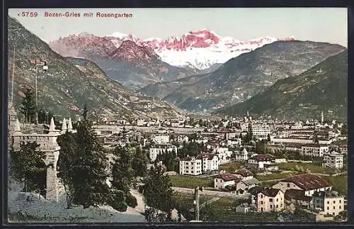 AK Bozen-Gries, Teilansicht mit Rosengarten