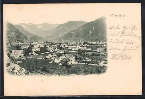 AK Gries-Bozen, Teilansicht mit Bergen
