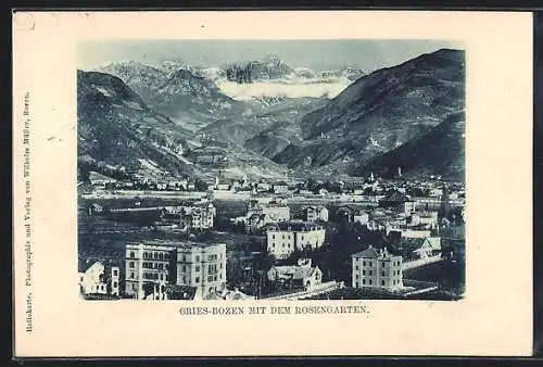 AK Gries-Bozen, Panorama mit dem Rosengarten