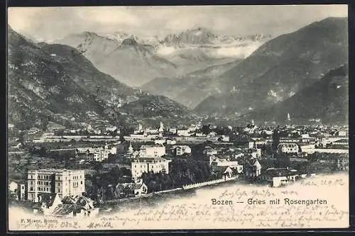 AK Bozen-Gries, Panorama mit dem Rosengarten