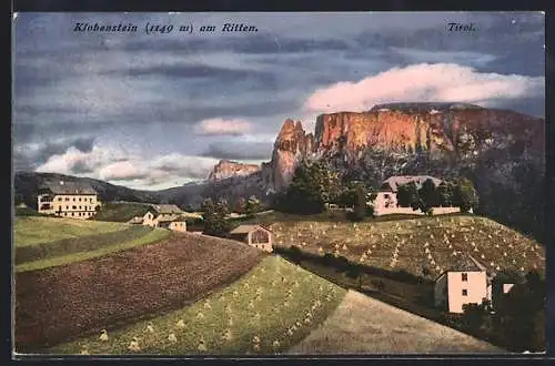 AK Klobenstein am Ritten, Ortsansicht mit dem Schlern