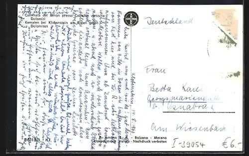 AK Kematen / Klobenstein a. Ritten, Aussicht einer Terrasse gegen Dolomiten und Kirche